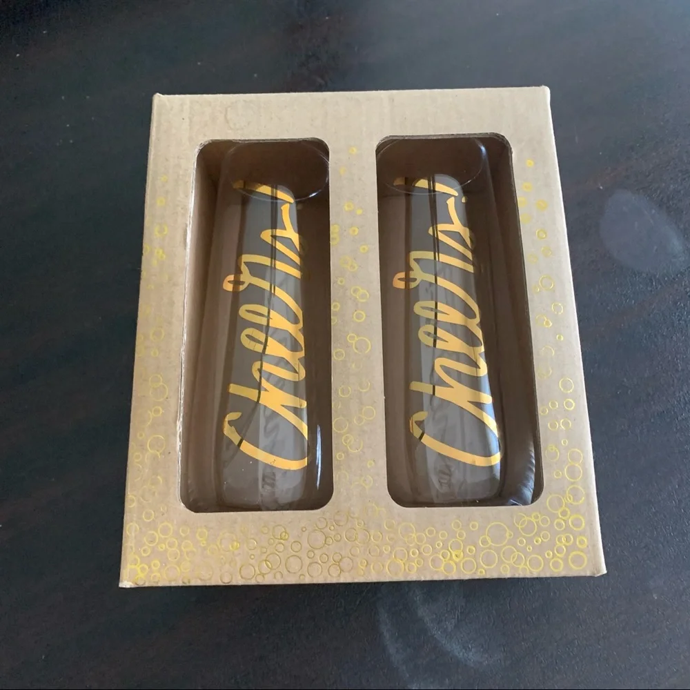 NIB Champagne Glasses “Cheers”